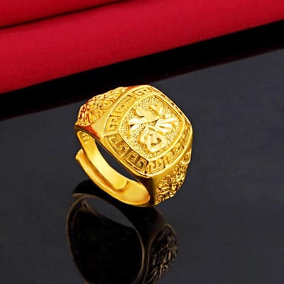 Nieuwe Atmosferische High-end Echte Zand Gouden Ring Heren Opening Verstelbaar Dominante Vergulde Ring yellow