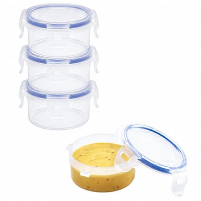 Lock&Lock (mini) Vershoudbakjes - 100% Lekvrij en Luchtdicht - BPA vrij - PFAS vrij - 100 ml - Set 4 stuks - Diepvriesbakjes - Meal prep bakjes - Bewaarbakjes - Sausbakjes met deksel - Dressing bakje - Babyvoeding Bewaarbakjes - Rond - Transparant