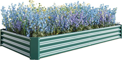 Metalen moestuinbak - Verhoogde plantenbak - Stalen kweekbak - Weerbestendig - Roestvrij - Veilige randen - Tuin - 232x113,5x30cm - 1 stuk - Antraciet