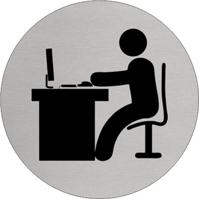 CombiCraft aluminium deurbordje met kantoorsymbool voor ruimteaanduiding voor kantoren, computerruimtes en studiegebieden Ø75 mm diameter