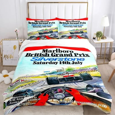 Housse de couette de luxe à imprimé 3D F1 Piste internationale Ensemble de literie couette douce et taie d'oreiller Simple/Double/Queen 70x133cm black