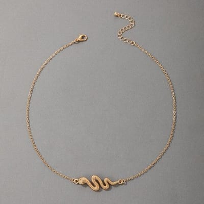 Boheemse Slangen Choker Ketting voor Vrouwen Bedels Goud Legering Metaal Sleutelbeen Trui Verstelbaar Feest Sieraden gray