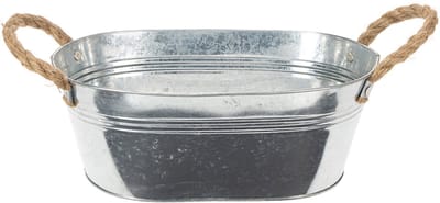 Ovale tinnen schaal, zilverkleurig, 30 cm x 17 cm x 10 cm