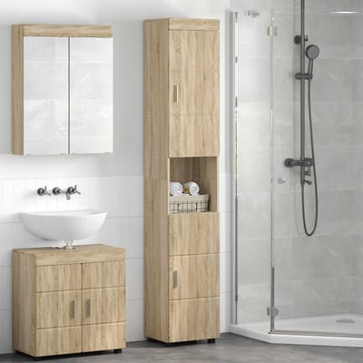 vidaXL - Badkamerkast - set - TULUM - Sonoma - Eik - 37 - x - 31,5 - x - 203 - cm