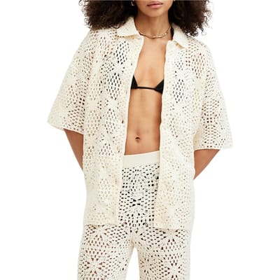 AllSaints Milly Top Ecru White Größe: L | Business hemden Outlet | Damen | Braun