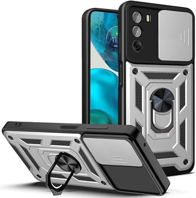 Geschikt voor Oppo Reno 12 Pro - Magnetische Rringstandaard - Schuifcamera - Back Cover Hoesje - Zilver