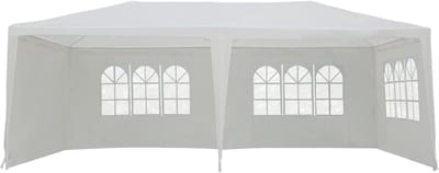 Partytent - Feesttent Paviljoen - Buitenfeest Organiseren - Versterkt Stalen Frame - 3x6 Meter - Wit