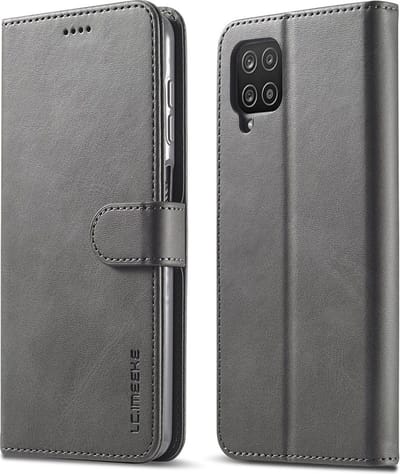 LC.IMEEKE Hoesje - Geschikt voor Samsung Galaxy A12 Hoesje - LC.IMEEKE Luxe Book Case - Grijs