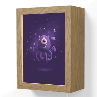 Wandlamp 15x20 cm - Oplaadbaar - Monster - Paars - Ruimte - Wandlampen binnen woonkamer - Slaapkamer lamp met kabel - Decoratieve nachtlamp - Vloerlamp snoer