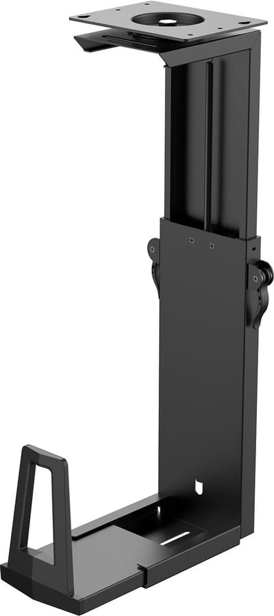 SOTECH onderbouw PC-houder III met 360 graden rotatie (hoogteverstelling 340-550 mm, breedteverstelling 152-247 mm, tot 15 kg draagvermogen, zwart) tafelhouder met snelsluiting