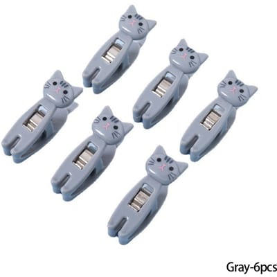6 stuks/pak Cartoon Cat Clips Voedsel Afdichtingsclips Zak Afdichtingsklem Draagbare Huishoudelijke Voedsel Snack Opslag Afdichting Afdichtingszakclips