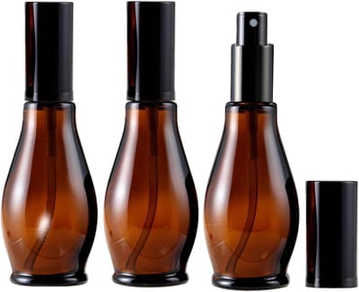 3 Stks 100 ml Amber Glazen Spuitfles Lege Hervulbare Fijne Mist Spray Fles Opslag Containers met Zwarte Verstuiver Sprays en Cap voor Essentiële Olie Parfum Aromatherapie Cosmetische Sprays