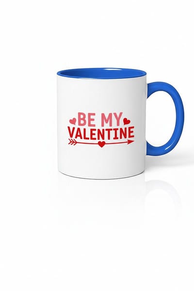 Valentijn Mok 'Be My Valentine' - Romantische Keramische Beker met Blauw Handvat