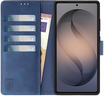 Rosso Element Geschikt voor Samsung Galaxy S26 Ultra | Wallet Book Case | Portemonnee Hoesje | 3 Pasjes | Magneetsluiting | Stand Functie | Blauw