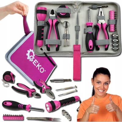 Dames Gereedschapsset 23 Delig - Roze Koffer - CrV Staal