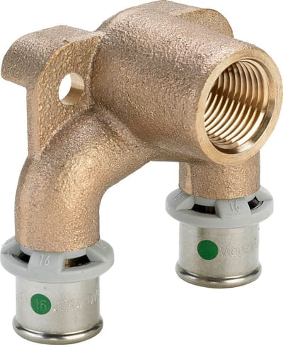 Viega Sanfix Fosta Sanfix P-dubbele wandplaat, d1 20, Rp 1/2, d2 16 roodkoper Model 2125.7, 590208