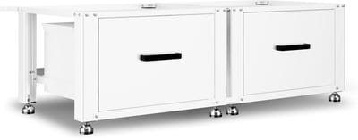Bodo® - Wasmachine Verhoger - Dubbel - Kast - Ombouw met Lade - Wit - 124x58x44-48cm