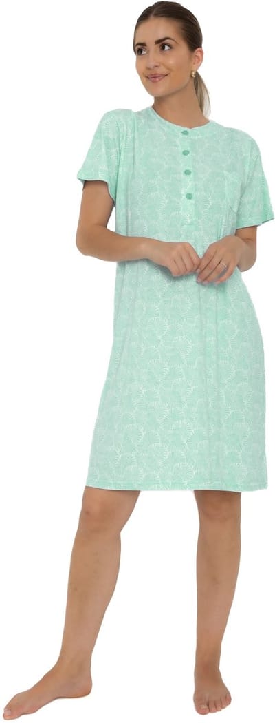 Cocodream Nachthemd 'Dendron Green' - Dames Nachthemd - Korte Mouw - Groen - Maat XXL