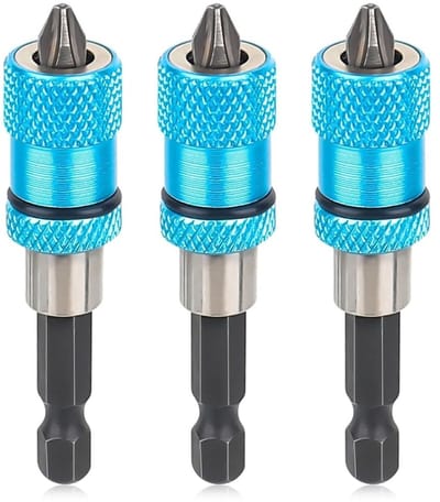 Allecto - Snelwisselbithouder - gipsplaten bithouder - magnetisch - blauw - 1/4 inch zeskant - perfect voor accuschroevendraaiers - 3 stuks