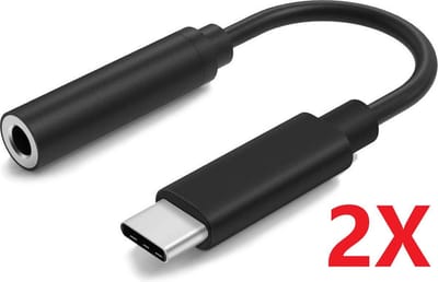 CVD® High Quality USB-C naar Jack 3.5mm adapter kabel - DAC Chip - Hi-Fi Support - Geschikt voor Samsung / Huawei / Xiaomi - USB C naar Headphone Jack - USB C naar Aux Headphone Jack - 0,1 m - Zwart X2
