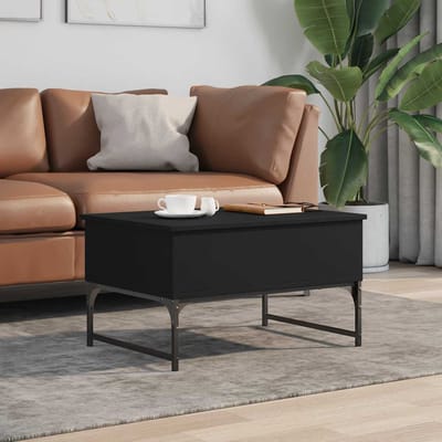 vidaXL - Salontafel - 70x50x40 - cm - bewerkt - hout - en - metaal - zwart
