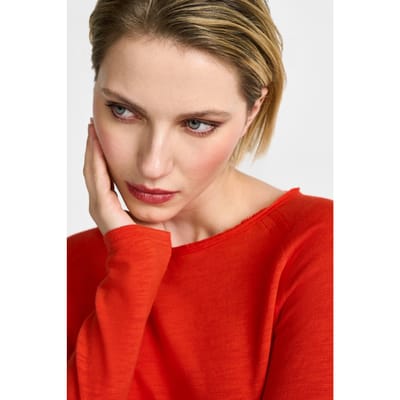 Rich & Royal Organic Heavy Jersey Sunset Red Size: XS | Long-Sleeved Tops Outlet | Dames | Rood