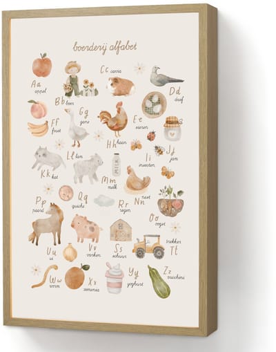 Wandlamp 40x60 cm - Oplaadbaar - Alfabet - Boerderij - Educatief - Letters leren voor kinderen - Dieren - Wandlampen binnen woonkamer - Slaapkamer lamp - Decoratieve nachtlamp - Vloerlamp draadloos