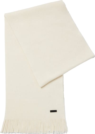 BOSS sjaal Albas Knitted Scarf Open White crème