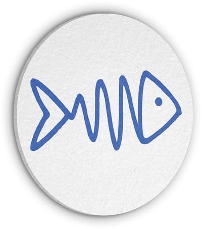 Akoestisch wandpaneel rond 30x30 cm - Vilt schilderij Vis - Minimalistisch - Blauw - Lijn - Ronde akoestische panelen - Geluidsdempende wanddecoratie - Geluidsisolatie wandcirkel - Muurdecoratie geluidspanelen