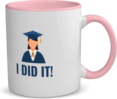 Akyol - i did it! koffiemok - theemok - roze - Geslaagd - iemand die is geslaagd - gelukt - gefeliciteerd - examen - school - diploma gehaald - cadeau - kado - geschenk - gift - 350 ML inhoud