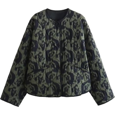 Damesmode met Zakken Bedrukte Enkelrijige Jassen Vintage O-Hals Lange Mouwen Vrouwelijke Chic Dames Outfits M gray