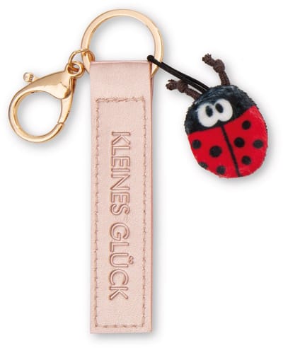NICI Sleutelhanger "Little Happiness!" Kunstlederen bandje roségoud 10 cm met lieveheersbeestje