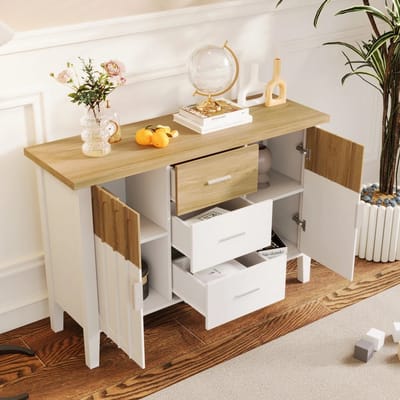DHN Woonkamerkast met laden - Dressoir - 120X40X80 Cm - Bijzetkast - Woonkamer decor - Gangkast - TV Meubel - Ladekast