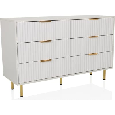 Sideboard / commode HJELLE 120 x 40 x 76 cm 6 schuiflades wit hjh LIVING