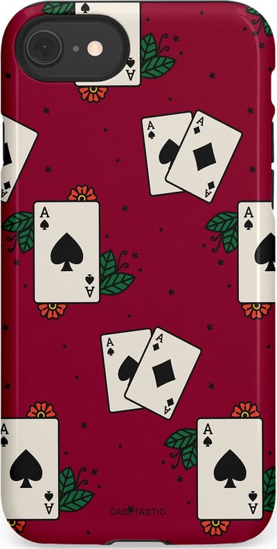 Casetastic Hoesje Geschikt voor Apple iPhone 7/8/SE - Stijlvolle Beschermende Duo-layer Case - Casino Aas