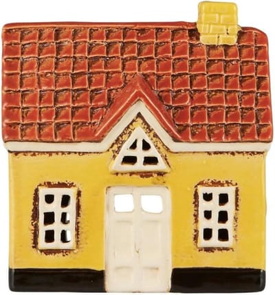 Theelichthuisje - Miniatuur Huisje - Gezellige Sfeer - Met Witte Deur - 14 cm Hoog - Wit