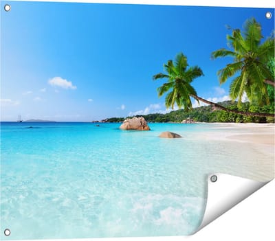 Gards Tuinposter Tropisch Strand en Zee - 80x60 cm - Tuindoek - Tuindecoratie - Wanddecoratie buiten - Tuinschilderij