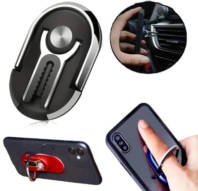 4-in-1 360° Flexibele Clip Telefoonhouder – Nano Suction Houder | Smartphone Stand | Ring Houder | Telefoon Button I Zwart