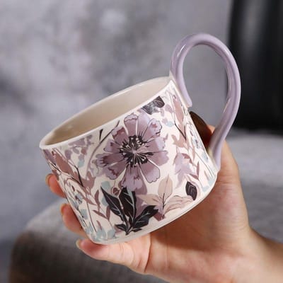 Mok Kantoorbeker Huishoudelijke Keramische Koffiekop Creatieve Drinkwaterbeker Hoogwaardige Theekop Vrouwelijk Creatief Cadeau 301-400ML white