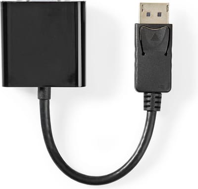 Nedis DisplayPort-Adapter - DisplayPort Male - VGA Female 15p - 1080p - Vernikkeld - Recht - 0.20 m - Rond - PVC - ABS - Zwart - Label