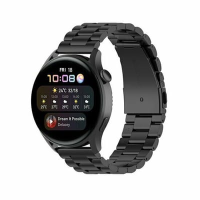 By Qubix - Stalen schakelband - Zwart - geschikt voor Huawei Watch 5 - 46mm