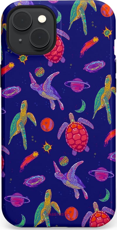 Casetastic Hoesje Geschikt voor Apple iPhone 15 Plus Magsafe - Stijlvolle Beschermende Duo-layer Case - Kosmische schildpad