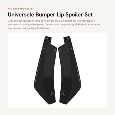 Dailygoods- Bumperlip - 2 Stuks - ABS Kunststof - Achterbumper Spoiler - Bumperbescherming - Schokabsorberend - Universeel toepasbaar