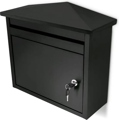 Afsluitbare wandbrievenbus - ijzer - 37 x 41 x 16 cm - zwart