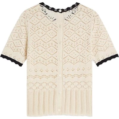 Summum 7s8006-70078 short sleeve sweater ajour kni