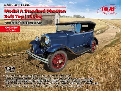 ICM Modelbouwpakket Auto - 24050 Ford Model A Standard Phaeton Soft Top 1930s - Amerikaanse Passagierswagen Plastic - 1:35 - Modelbouw