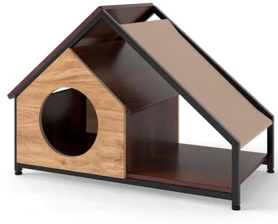 Emvae Kattenmand - Kattenhuis - Kattenbed - Kattenmeubel - Afneembaar dak - Metalen frame - 84 x 43 x 58,5 cm