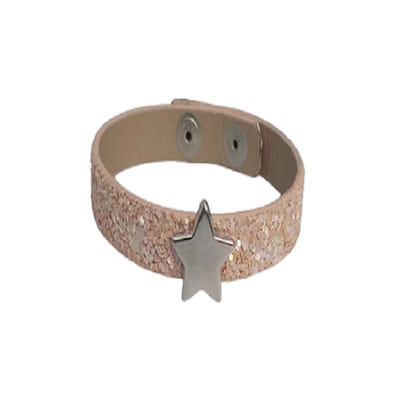 Aanpasbare armband-pink glitter star