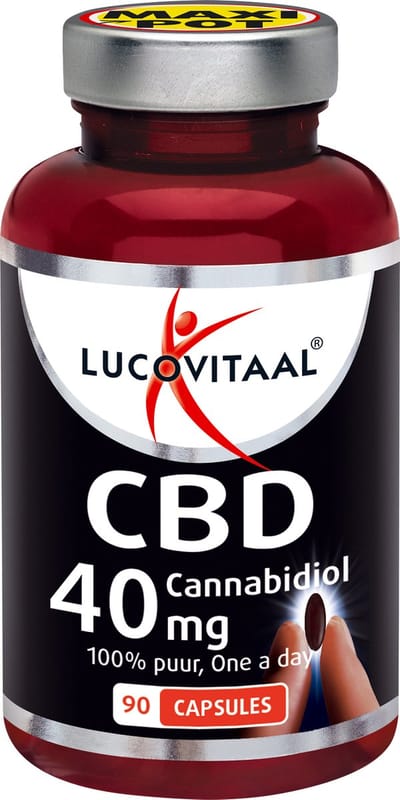 Lucovitaal CBD 40 mg, 90 Capsules, 100% Puur Zonder Toevoegingen, Niet Psychoactief, Voedingssupplement voor Volwassenen
