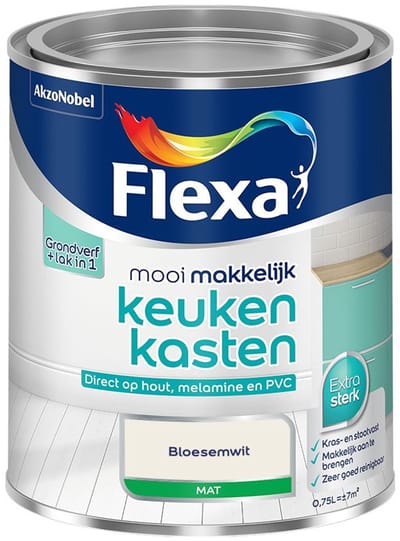 Flexa - Mooi Makkelijk Keukenkasten Mat - Bloesemwit - Mengverf - 750 Ml
